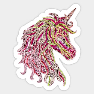 Mythical Unicorn - Red & Lime Green Sticker